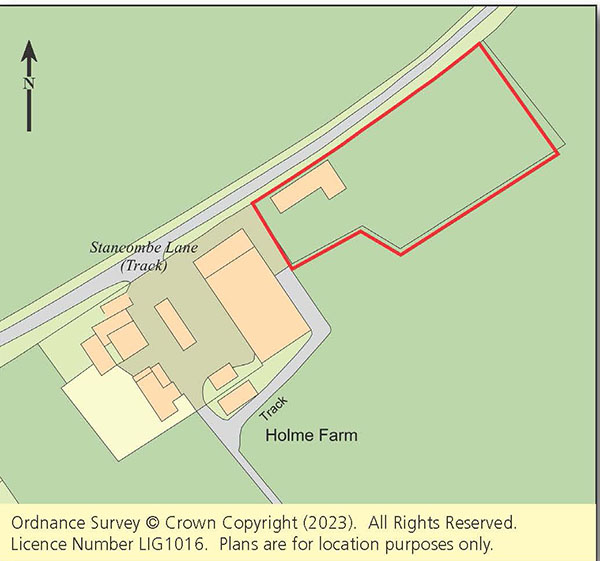 Lot: 26 - BARN FOR CONVERSION IN RURAL SETTING ON PLOT OF JUST OVER THREE-QUARTERS OF AN ACRE - Location plan